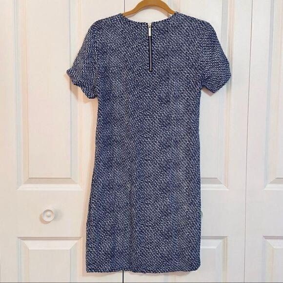 Michael Michael Kors Blue Print Short Sleeve Crew Neck Viscose Shift Dress XS - Picture 6 of 6